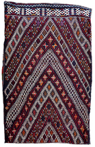 Handmade vintage Moroccan Berber kilim cushion 1.4&#39; x 2.2&#39; (42cm x 67cm) 1950s - £499.59 GBP