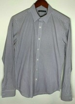 Theory Mens Light Purple/White Checkered Long Sleeve Collar Dress Shirt XS - $21.95