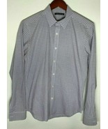 Theory Mens Light Purple/White Checkered Long Sleeve Collar Dress Shirt XS - £17.16 GBP