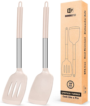 Pack of 2 Silicone Solid Turner,Non Stick Slotted Kitchen Spatulas,High Heat Res - £15.17 GBP