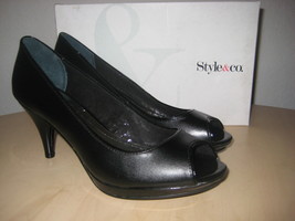 Style &amp; Co New Womens Paney Black Open Toe Pumps 7.5 M Shoes NWB - $68.31