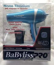 New Babyliss Pro Nano Titanium 2000 Watt Blue Ionic Lightweight Hair Dryer -READ - $89.99