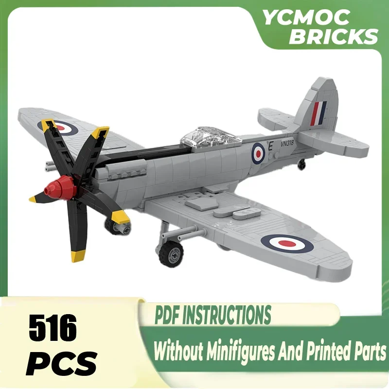 Military Model Moc Building Bricks 1:35 Scale Spitfire F MK.24 Fighter - £51.77 GBP