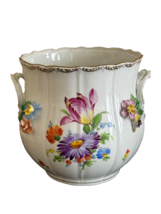 Vintage Dresden Porcelain Applied Flowers Floral Cache Pot Jardiniere Planter - £277.88 GBP