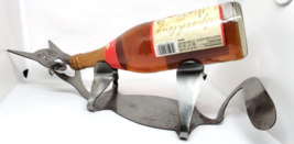 Metal Art Sculpture Cat Wine Bottle Holder Signed - £30.84 GBP