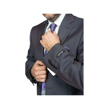 Mens DKNY 100% Wool Two Button Notch Lapel Slim fit Shark Texture 1364 Dark Gray image 8