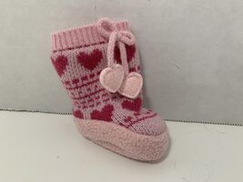 American Girl REPLACEMENT right slipper only pink knit hearts Sweetheart... - $4.15