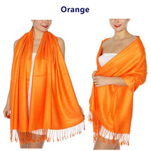 Orange - 2Ply Scarf 78X28 LONG Solid Silk Pashmina Cashmere Shawl Wrap - £14.15 GBP