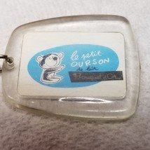 French Milk Bear Charm Keychain Le Petit Ourson de Lait Plastic 1960s Vi... - $12.30