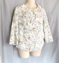 J. Jill jacket top linen blend  button up XS  beige floral  3/4 sleeves ... - $17.59