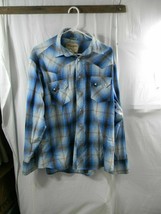 Men&#39;s Wrangler Shirt Pearl Snap Buttons Button Up Blue Multi Color XL Lo... - £11.09 GBP