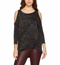 Three Dots thermal cold shoulder loose mid shirt in Black - £28.75 GBP