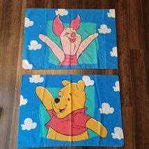 Disney Winnie The Pooh Piglet Vintage Pillow Case Set Bedding Clouds Rev... - $16.92