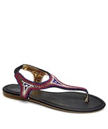 Women&#39;s Jeweled Sandals Size 8 Beaded Embellished By Gold Toe Fancy T Strap - $37.80