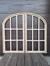 Set of 2, 38&quot; Petino Farmhouse Arch Wood, Cathedral Window, Primitive, Distress - £58.96 GBP