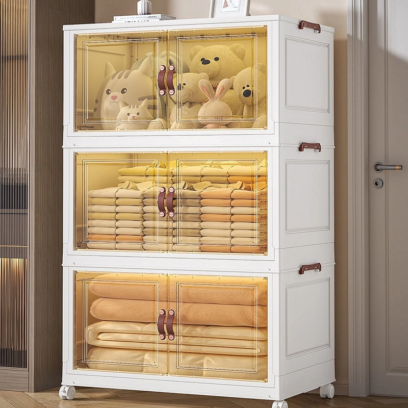 60QT Storage Bins with Lids - Folding Storage Box with Doors and Wheels, Collaps Item image 2