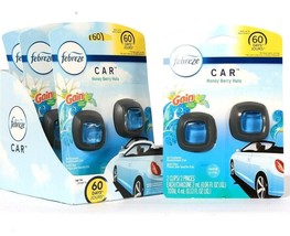 4 Packs Febreze 0.13 Oz Car Gain Honey Berry Hula 2 Ct Air Freshener Vent Clips - £34.75 GBP