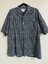 Gear For Sports Mens Large Printed Blue Short  Sleeve Button Down Shirt - £12.50 GBP