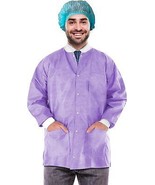 10ct Purple Disposable SMS Lab Jackets 50 gsm Medium /w Snaps Front - £33.26 GBP
