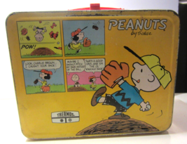 Vintage 1965 Charlie Brown Yellow Peanuts Metal Lunch Box - No Thermos - £24.00 GBP
