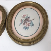 Vintage Bird Prints Set Of 2 1983 Homco Cottage Core Floral Shabby Gold Frame - £15.50 GBP