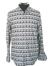 14th &amp; Union Shirt Men&#39;s Size Large Button Front TRIM Fit Navy Blue Gray Checks - £11.30 GBP