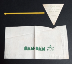 Pam Pam Restaurant Paris France Vtg Advertising Ephemera Swizzle Napkin Lot 1951 - £15.72 GBP
