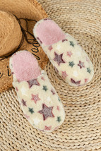Beige Star Pattern Plush Home Slippers - $158.89 MXN