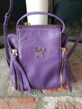 SALAD AW 1929 Love &amp; Peace Multiple Gold Zipper Crossbody Purple Bag Purse - £38.77 GBP