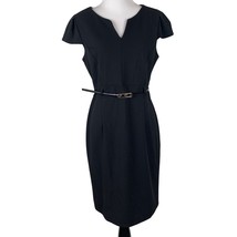 Moci By Purple Rain USA Black Cap Sleeve Belted Dress S Work Career - $16.82