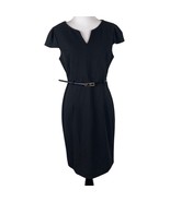 Moci By Purple Rain USA Black Cap Sleeve Belted Dress S Work Career - $308.99 MXN