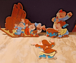 1952 Disney Cut Outs - 6 Of Snow White&#39;s 7 Dwarfs Cardboard Nursery    OBO - $17.82