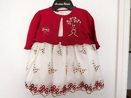 DRESS &amp; SWEATER Infant 2 pc AMERICAN PRINCESS Holiday Red and White 6M NWT - $35.99