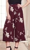 Womens Crop Pants Gouchos LC Lauren Conrad Runway Red Wine Floral Dress $54-  16 - £18.99 GBP