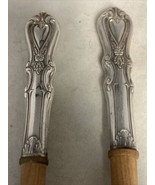 Sterling Silver Handle Wood Salad Spoon &amp; Fork 11 Inches In Length - $60.98 CAD