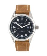 Longitude Zero RAILROAD APPROVED Stainless Steel Watch Brown Leather - $195.00