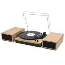 Wireless Vinyl Record Player With External Speakers, 3-Speed Belt-Drive ... - £80.58 GBP