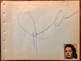 J EAN Ne Crain Autographed Hand Signed 1950s Vintage Album Page Best Actress Pinky - £54.81 GBP