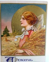 John Winsch Thanksgiving Postcard Victorian Lady Schmucker Big Gold Sun 1911 - £26.04 GBP