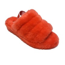 UGG Fluff Yeah Slide Slippers Size 8 Lamb Fur Red Orange Currant 1095119 - £39.62 GBP
