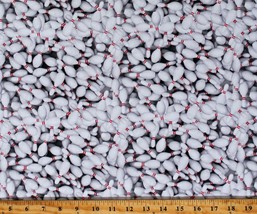 Cotton Bowling Sports Bowling Pins White Fabric Print by the Yard D669.53 - £9.55 GBP