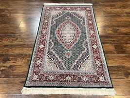 Oriental Rug 4x6 Wool and Silk Fine Handmade Vintage Carpet Herati Medallion - £1,677.53 GBP