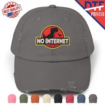 Funny Retro No Internet Vintage Sarcastic Classic Distressed Cap Logo Hat - $24.99