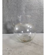 Vintage Pot Belly Clear Glass Pitcher With Lip And Applied Handle 8.5” Tall - £18.91 GBP