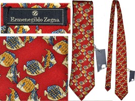 ERMENEGIDLDO ZEGNA Men&#39;s Tie 100% Silk ZG04 T0G - £64.22 GBP