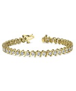 Classic 2.5Ct Simulated Moissanite S-Link Tennis Bracelet 14K Gold Plate... - £109.67 GBP