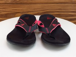 adidas Sz 6 Shoes Girls Youth Flip Flop Black Synthetic Slip On - £16.95 GBP