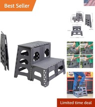 Industrial Gray 2-Step Stool: Safe, Lightweight Design for Home &amp; Outdoo... - $131.99