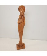 Vintage Hand Carved Wood Mary Holdy Baby Jesus Statue Madonna Detail 12&quot;... - $31.92