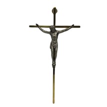 Vintage INRI Brass Jesus Crucifix Christian Religious Cross Hanging Wall Art  - £19.37 GBP